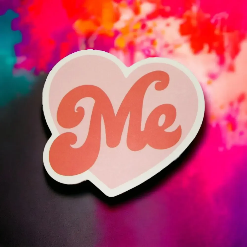 Love Heart Me Self Care Saying Motto Pink Red Sticker